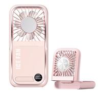 Genérico Ventilatore Portable - Ventilatore ad Aria Fresca - Silenzioso Pieghevole da Collo con Supporto Telefono Schermo LED Alimentazione USB per Spiaggia Ufficio Casa