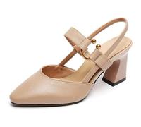 Genérico Vera Zala Orthopedic Heels, Elegant Slingback Dress Shoes Pointed Straps Leather Sexy High Heels Sandals for Women (Brown,33 1/3)