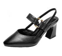Genérico Vera Zala Orthopedic Heels, Elegant Slingback Dress Shoes Pointed Straps Leather Sexy High Heels Sandals for Women (Black,32 2/3)
