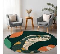 Genérico Verde Oscuro Alfombra Redonda Antideslizante Minimalismo Serpiente 120 cm Alfombra Redonda Muy Suave, para Salón Cocina Entrada Comedor Dormitorio Lavable a Máquina
