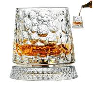Genérico Verre À Whisky En Rotatif 360° Avec Fonction Anti-Stress - Verre Old Fashioned Tournant Sur Socle Transparent | Idéal Pour Anniversaires, Fêtes, Fête Des Pères, Et Événements De Dégustation