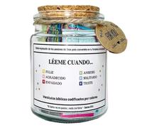 Genérico Verses in a Jar, Tarro de Versículos de la , Multicolor, 90 Tarjetas de Escrito en Tarro, 9x6.5 cm, Rectangular, Vidrio + Papel