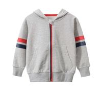 Genérico Veste légère avec capuche pour enfants, coupe-vent imperméable, fermeture éclair intégrale, idéale pour les activités en plein air au printemps et en automne (Grey, 3-4 Years)