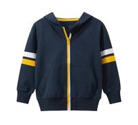 Genérico Veste légère avec capuche pour enfants, coupe-vent imperméable, fermeture éclair intégrale, idéale pour les activités en plein air au printemps et en automne (Blue, 3-4 Years)