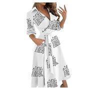 Genérico Vestido Ajustado con Cuello en V para Mujer Vestido Cruzado con Cordones Vestido Largo con Estampado de para Mujer (White, XXL)