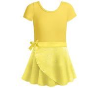 Genérico Vestido Bebe, Vestido Verano, Vestido De Baile para Niñas con Diseño De Corazón Dos Piezas Traje De Práctica De Ballet Gimnasia Actuación Conjunto De Manga Corta para Todo El Año