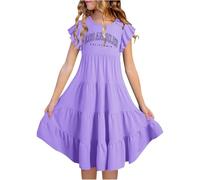 Genérico Vestido Bebe, Vestidos De Verano, Vestidos De Verano De Doble Capa con Mangas Acampanadas Vestidos Fluidos De Corte A Vestidos Midi Informales con Degradado