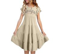 Genérico Vestido Bebe, Vestidos De Verano, Vestidos De Verano De Doble Capa con Mangas Acampanadas Vestidos Fluidos De Corte A Vestidos Midi Informales con Degradado