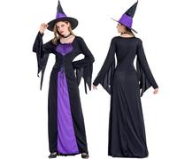 Genérico Vestido Bruja Medieval Mujer Woman Hallowen Medieval Traje Vestido Halloween Gótica Hechicera Góticos Disfraz De Mujer Vampira Fantasma Vampiresa Disfraces De Halloween L