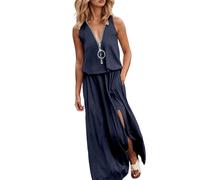 Genérico Vestido Casual Verano Mujer Cuello en V Cierre para Diario Perfectamente Sandalias Diseño Gradiente Confort Último, azul marino, XXXXL