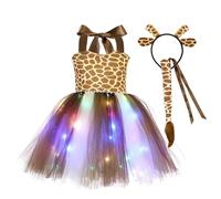 Genérico Vestido Ceremonia NiñA 3 AñOs,Vestido De Tutú De Gato Que Brilla En La Oscuridad para NiñAs Vestido De Tutú De Fiesta Brillante con Luces Led Disfraz De Baile Intermitente