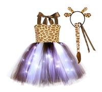 Genérico Vestido Ceremonia NiñA 3 AñOs,Vestido De Tutú De Gato Que Brilla En La Oscuridad para NiñAs Vestido De Tutú De Fiesta Brillante con Luces Led Disfraz De Baile Intermitente