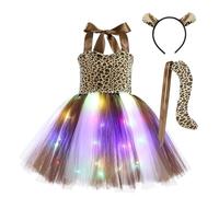 Genérico Vestido Ceremonia NiñA 5 AñOs,Vestido para NiñA Que Brilla En La Oscuridad con Falda Y Tutú Iluminador para Fiestas Infantiles