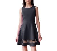 Genérico Vestido Chica Verano Color Sólido Tul Patchwork Sin Mangas Cuello Redondo Corte A Bolsillos Falda Larga Traje Casual Vestido de Verano, Le Noir, 5-6 Años