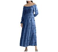 Genérico Vestido Cocktail Mujer Elegante,Vestido Informal con Volantes Y Bordado De Flores Sin Tirantes Sexy Bohemio De OtoñO