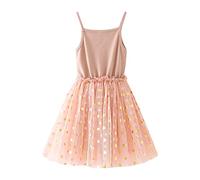 Genérico Vestido con Tirantes para Niñas de Malla Impreso Sin Mangas Ropa Cómodo para Todos los Días, rosa, 5-6 Años