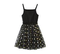 Genérico Vestido con Tirantes para Niñas de Malla Impreso Sin Mangas Ropa Cómodo para Todos los Días, Le Noir, 3-4 Años