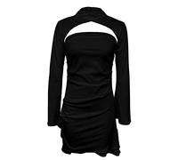 Genérico Vestido Cortado Sexy Falda Corta Impreso Cheongsam con clavícula abierta Terracota Cóctel, Le Noir, L