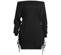 Genérico Vestido Corto Mujer Vestido Elegante de Noche para Mujer con Detalle Asimétrico y Diseño Acentuador de Curvas (Black, L)