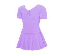 Genérico Vestido de ballet para niña de manga corta perfecto curso y espectáculos danza cómodo, elegante, tejido transpirable, morado, 10-11 Años