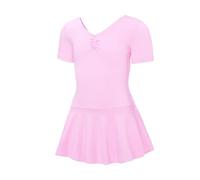 Genérico Vestido de ballet para niña de manga corta perfecto curso y espectáculos danza cómodo, elegante, tejido transpirable, rosa, 8-9 Años
