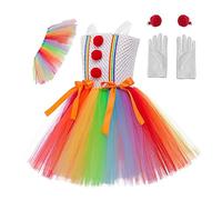 Generico Vestido de circo con tutú - Conjunto de vestidos de cosplay para niñas, paquete de herramientas para juegos de rol | Kit con guantes Horquillas Para 2-10 Edad Cumpleaños Carneva