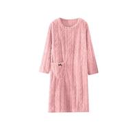 Genérico vestido de dormitorio polar para mujer muy cálido largo invierno sauna vestidos con cuello chal grueso algodón ropa noche albornoz esponja ducha chic para fiesta ultra suave albornoces, rosa