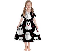 Generico Vestido de Halloween para niña, medieval, vestido de fiesta, de manga corta, línea A, disfraz con cordones, disfraces de Halloween divertido, para fiestas, carnaval, niñas de 5 a 14 años