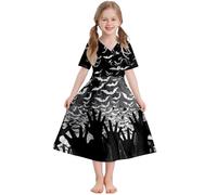 Generico Vestido de Halloween para niña, medieval, vestido de fiesta, de manga corta, línea A, disfraz con cordones, disfraces de Halloween divertido, para fiestas, carnaval, niñas de 5 a 14 años