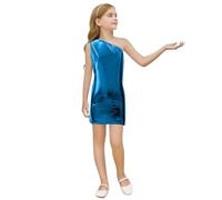 Genérico - Vestido de lentejuelas de Halloween para niña sin mangas, cuello redondo, hombro asimétrico, traje de fiesta brillante para bebé de 3 a 12 años, vestido de noche, azul celeste, 6-7 Años