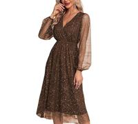 Genérico Vestido De Malla con Cuello En V para Invitadas A Una Boda (C,XL)