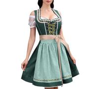 Genérico Vestido de Mujer Dirndl Vestido Formal - Vestido a Media Pierna de Disfraz de Oktoberfest （3 Piezas: Vestido, Camisa, Delantal） para Vestido De Cóctel De Fiesta
