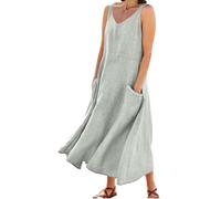 Generico Vestido de mujer elegante con espalda descubierta vestidos de verano con cuello en V cubretraje vestido con bolsillos vestidos largos de playa ligero vestido Curvy A Line Casual Summer