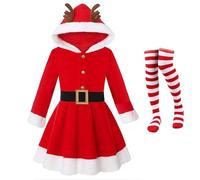 Generico Vestido de Papá Noel niñas antler rojo | NAVIDAD ROJO CHICAS TRAJE DE SABILIDAD - VESO ORACIÓN NIÑOS ROLE PROJO DE ASSTEÑOS PARA POTEROGRAFICA, ESCUELA