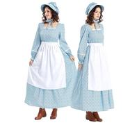 Genérico Vestido de Pradera para Mujer, Disfraz de Flores, Vestido de Guerra, histórico, Elegante, Vestido de Encaje, Falda de macera, Disfraz de Fiesta