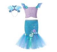 Genérico Vestido de sirvienta Tutu Dreams, atuendo para niñas, fiesta de cumpleaños y Halloween, ropa de vestir Ifts (Blue, 9-12 Years)