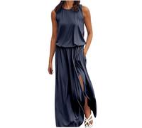 Genérico Vestido de verano casual para mujer elegancia atemporal y confort óptimo diario, azul marino, XXXL