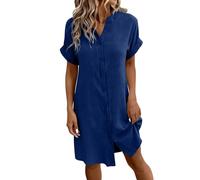 Genérico Vestido De Verano Mujer Manga Corta Pétalos Camiseta Vestido Una Línea Casual Cuello V Casual Elegante y Elegante Vestidos Playa Casual Casual Camiseta Vestidos Sofisticado Glamour Romántico