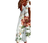 Genérico Vestido De Verano Mujer Midi - Moda para Mujer ImpresióN Casual Encaje Sling Cuello En V Moda ImpresióN Vestido Largo Suelto Vestido Barato Mujer