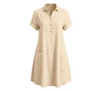 Genérico Vestido De Verano Para Mujer Mi Largo Chic, Vestido Recto De Algodón Lino De Gran Tamaño Manga Corta Vestidos Con Bolsillo Reverso Vestidos Casual Color Sólido Falda De Gran Tamaño Elegant