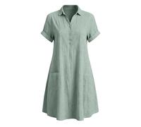 Genérico Vestido De Verano Para Mujer Mi Largo Chic, Vestido Recto De Algodón Lino De Gran Tamaño Manga Corta Vestidos Con Bolsillo Reverso Vestidos Casual Color Sólido Falda De Gran Tamaño Elegant