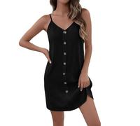 Genérico Vestido de verano sin mangas elegante y casual para mujer en tejido ligero y cómodo, Le Noir, L