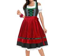 Genérico Vestido Dirndl para mujer Midi Oktoberfest con cordones Trajes de disfraz Oktoberfest vestido elegante de moda vestidos Midi Fiesta de la cerveza traje bávaro para mujer festival, vino., S