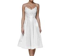 Genérico Vestido Fiesta Mujer Midi Vestidos Elegantes Mujer Sin Espalda Escote En V Profundo Rayas Impreso Sexy Falda con Tirantes Delgados Corset Cintura Ceñida Color Sólido Moda Plisada Falda Noche