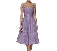 Genérico Vestido Fiesta Mujer Midi Vestidos Elegantes Mujer Sin Espalda Escote En V Profundo Rayas Impreso Sexy Falda con Tirantes Delgados Corset Cintura Ceñida Color Sólido Moda Plisada Falda Noche