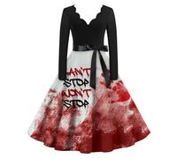 Genérico Vestido Fiesta Traje Grande Trajes Gotico Vestidos Halloween Mujer Gótica Disfraces Art Disfraz Terror Mujer Calabaza Terror Araña Disfraces Adultos Halloween L