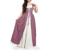 Genérico Vestido Gotico Mujer Disfraces Halloween Manga Corta Para Carnaval Disfraces Vestido Medieval Victoriano Falda Gotico Con Corsé Ropa Fiesta Cosplay Halloween Costume Women Oro rosa S