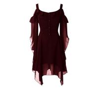 Generico Vestido gótico mujer Halloween, disfraz bruja mujer vestido disfraz punk hippie renacentista disfraz para una fiesta carnaval Maxi vestido ropa místico vampiro