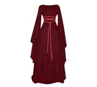Genérico Vestido Halloween Mujer Disfraz Halloween Adulto Mujer Tallas Grandes Fluido Disfraces Bruja Traje Otoño Largo Renacentista Sexy Invierno Ropa 2#Vino M