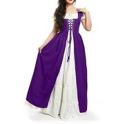 Genérico Vestido Halloween Mujer Disfraz Halloween Mujer Largo Invierno Traje Sexy Disfraces Renacentista Tallas Grandes Medieval Bruja Fluido Ropa 2#púrpura M
